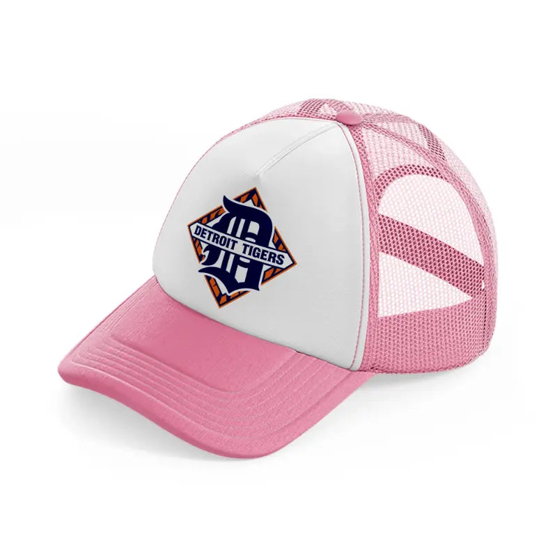 detroit tigers simple-pink-and-white-trucker-hat