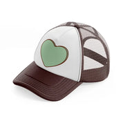 green heart brown trucker hat