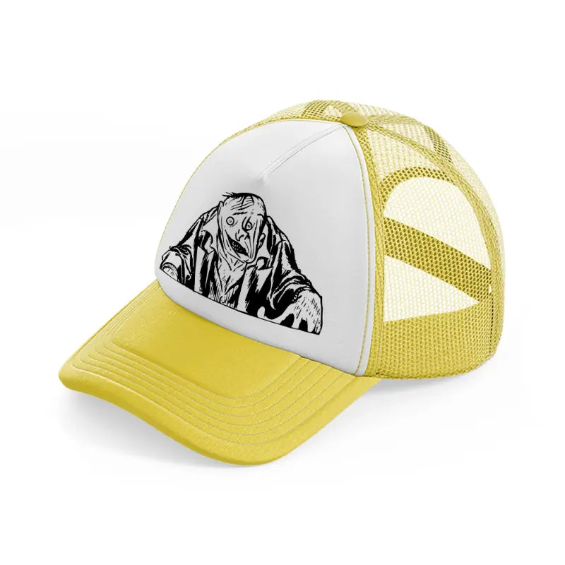 twisted face monster-yellow-trucker-hat