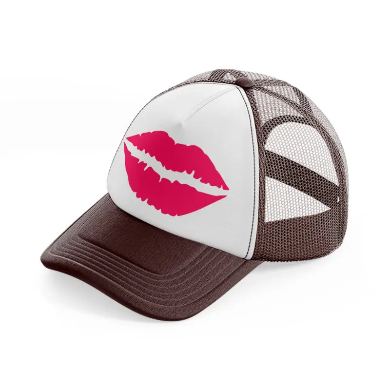 lips brown trucker hat