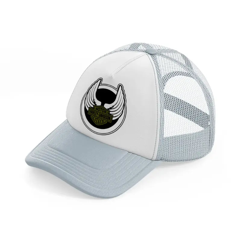 harley davidson motorcycles wings badge grey trucker hat