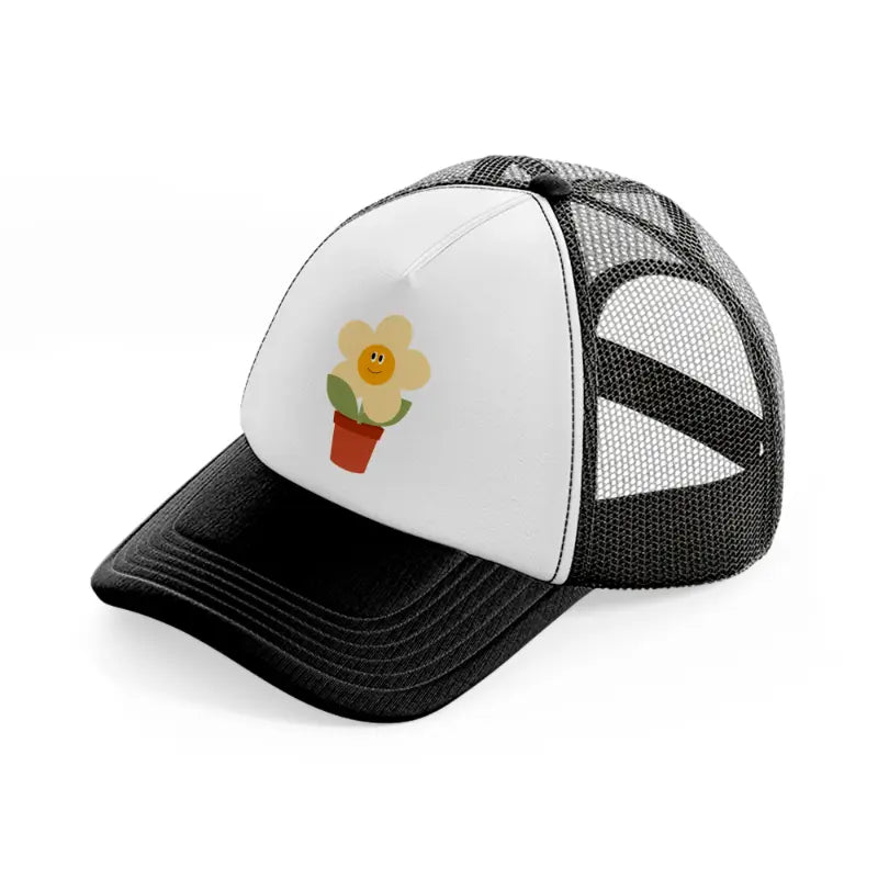 flowerpot black and white trucker hat