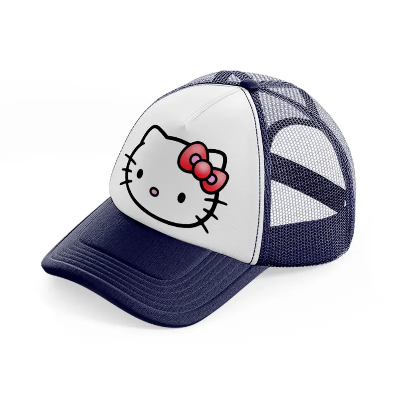 hello kitty emoji-navy-blue-and-white-trucker-hat