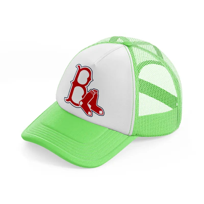 boston red sox emblem lime green trucker hat