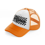 mama checker board-orange-trucker-hat