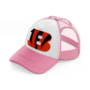 b from cincinnati bengals-pink-and-white-trucker-hat