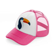 toucan neon pink trucker hat