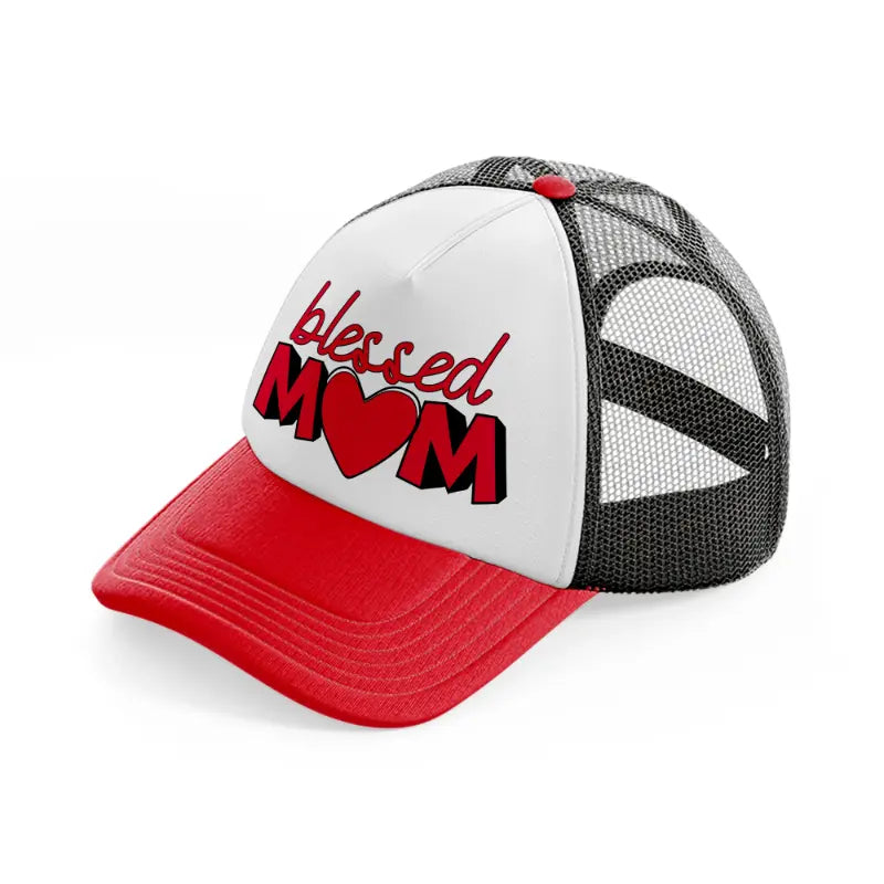 blessed mom-red-and-black-trucker-hat