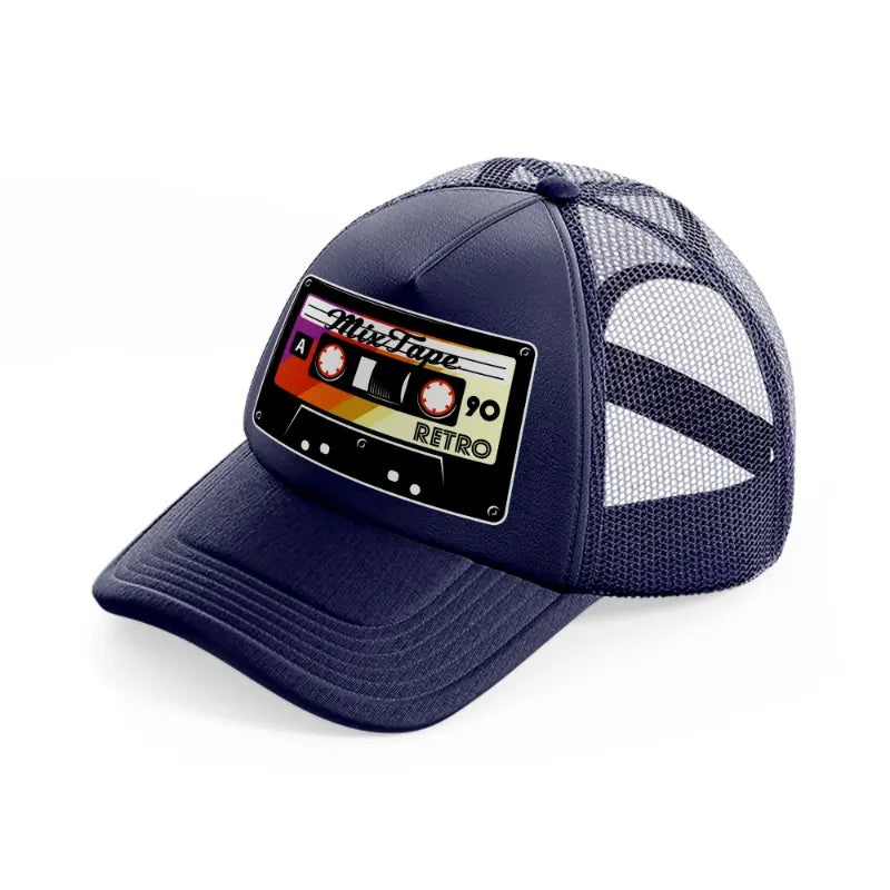 cassette tapes navy blue trucker hat