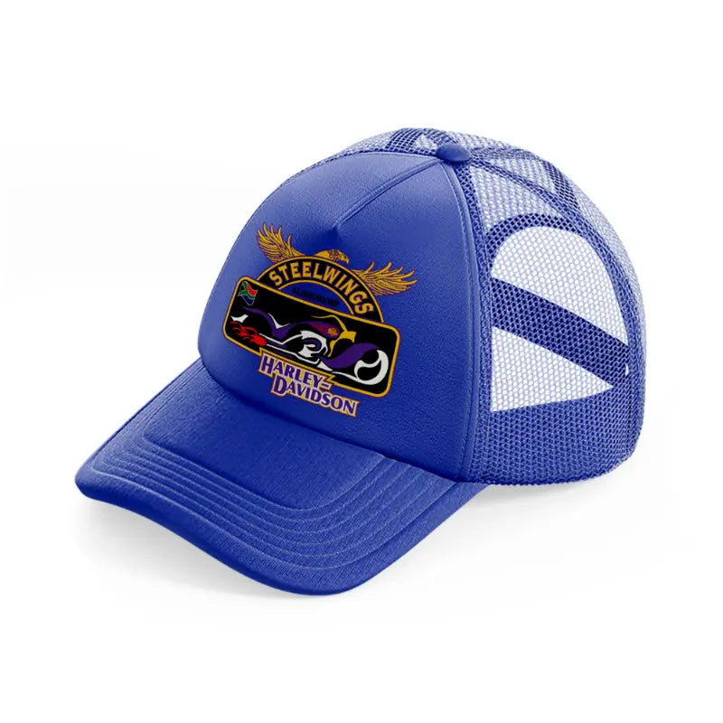 steel wings harley-davidson-blue-trucker-hat