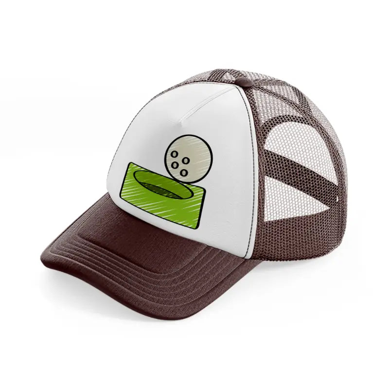 golf hole ball brown trucker hat