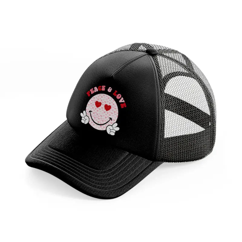 peace & love black trucker hat