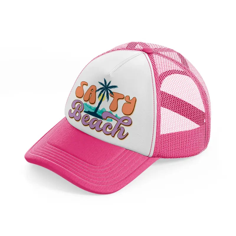 salty beach neon pink trucker hat