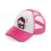 hello kitty strawberry-neon-pink-trucker-hat