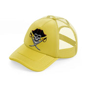 pirates skull mascot swords gold trucker hat