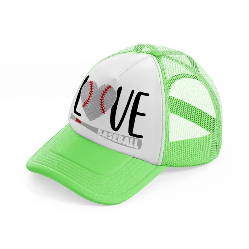 love baseball sticker-lime-green-trucker-hat