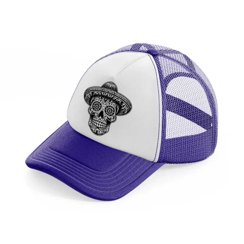skull head mexican-purple-trucker-hat