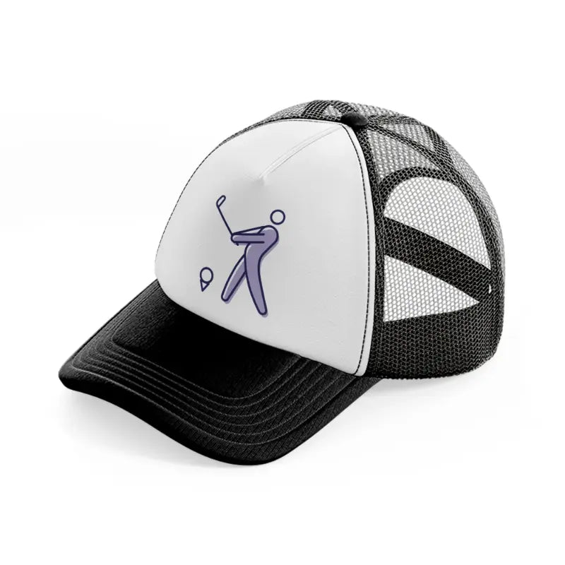 golfer outline-black-and-white-trucker-hat