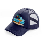 summer beach navy blue trucker hat