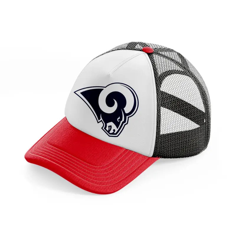 los angeles rams emblem-red-and-black-trucker-hat