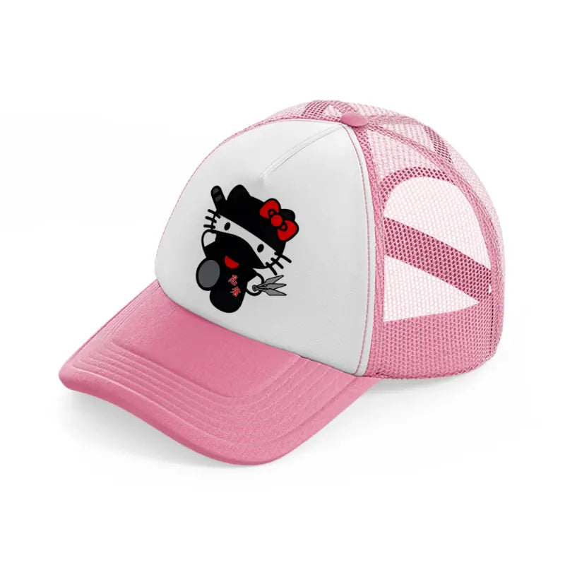hello kitty ninja-pink-and-white-trucker-hat