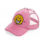 laughing smiley-pink-trucker-hat