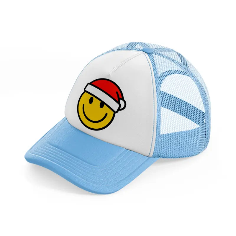 happy face with santa hat-sky-blue-trucker-hat