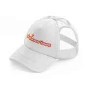 forever young white trucker hat