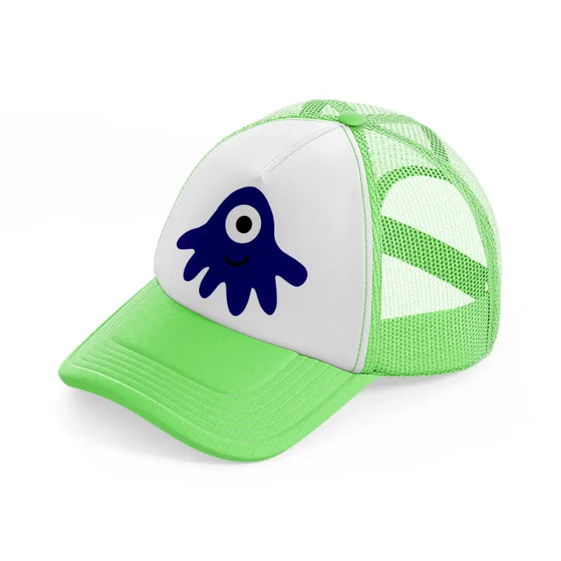 blue monster lime green trucker hat