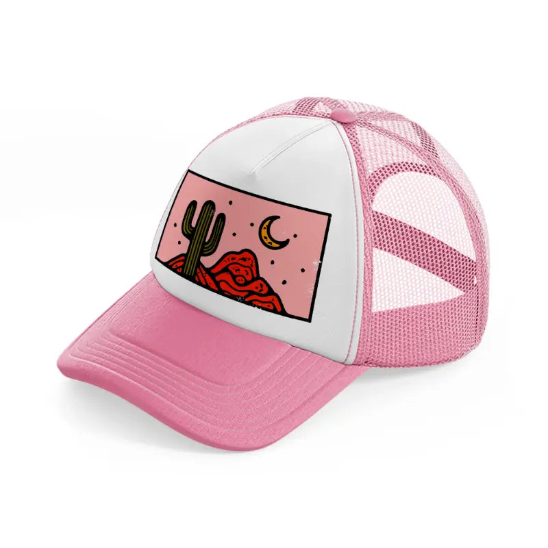 desert cactus-pink-and-white-trucker-hat