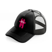 pink monster black trucker hat