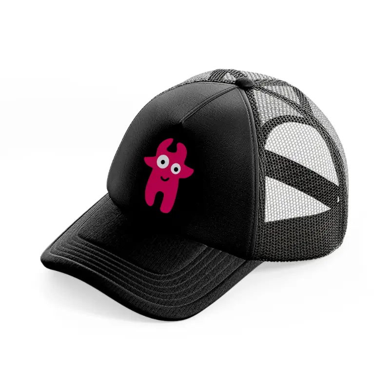 pink monster-black-trucker-hat
