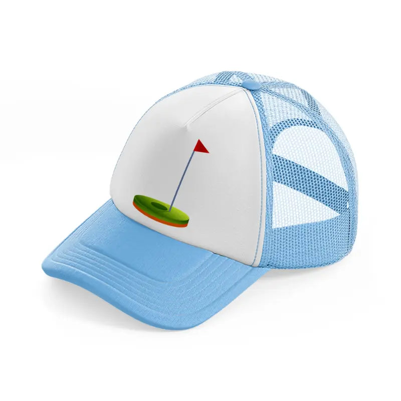 hole sky blue trucker hat