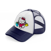hello kitty happy shopping-navy-blue-and-white-trucker-hat