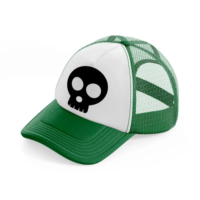spooky skull black-green-and-white-trucker-hat