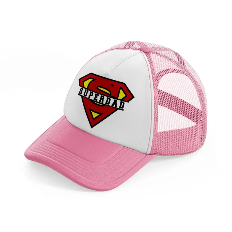 super dad color-pink-and-white-trucker-hat