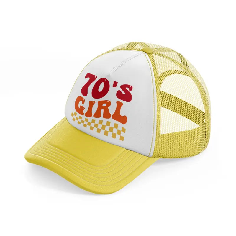 70's girl-yellow-trucker-hat
