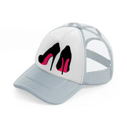 pair of stilettos grey trucker hat