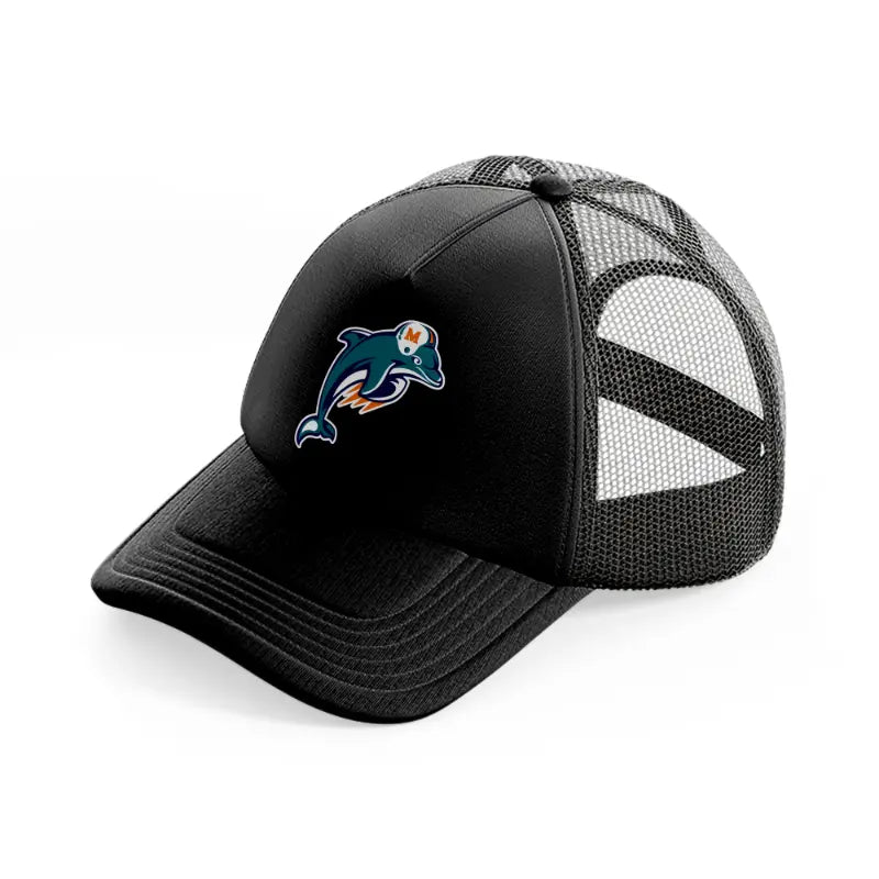 miami dolphins emblem-black-trucker-hat