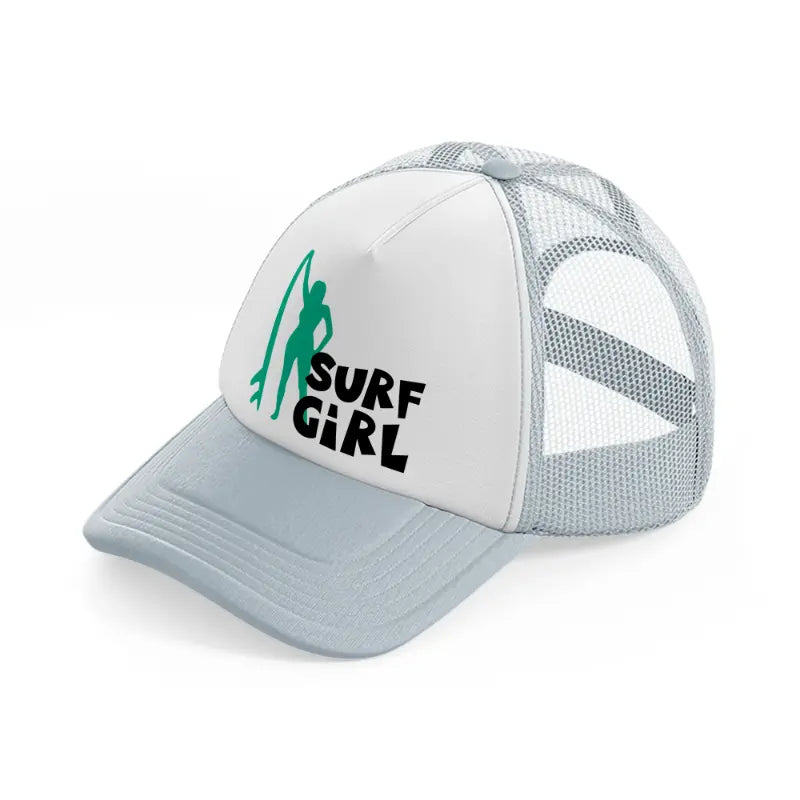 standing surf girl grey trucker hat