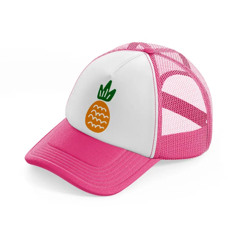 pineapple doodle-neon-pink-trucker-hat