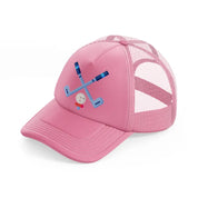 golf sticks with ball pink trucker hat