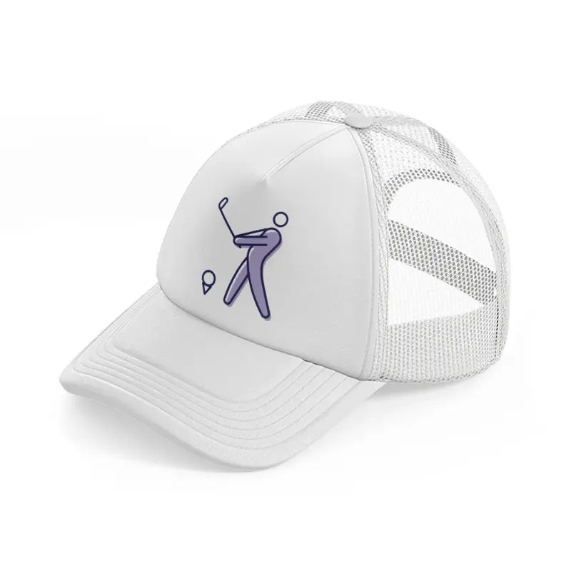 golfer outline white trucker hat