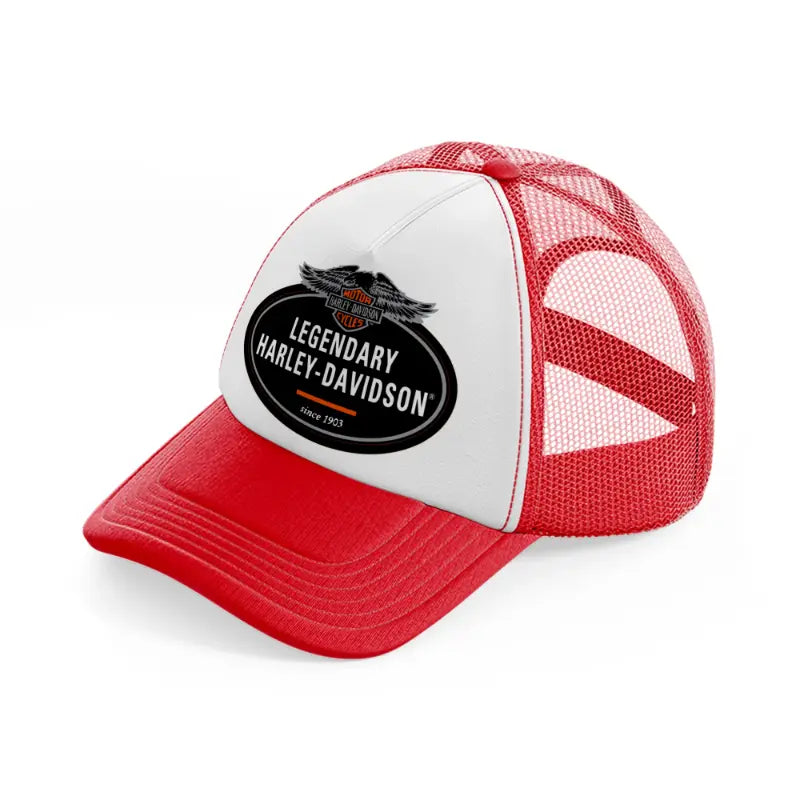 legendary harley-davidson since 1903-red-and-white-trucker-hat
