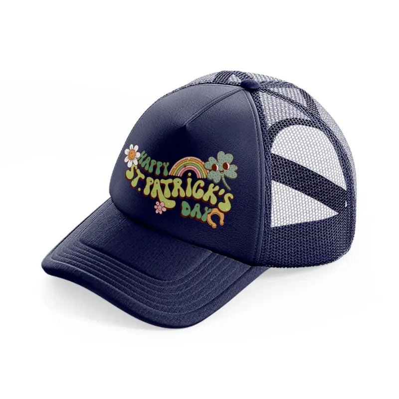 happy st. patrick's day-navy-blue-trucker-hat