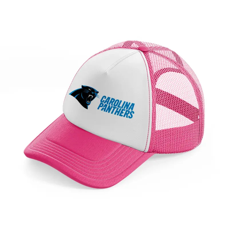 carolina panthers full logo-neon-pink-trucker-hat