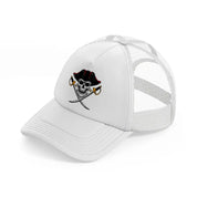 pirates skull mascot swords-white-trucker-hat