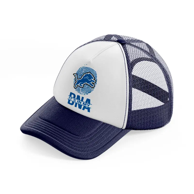 detroit lions it's in my dna-navy-blue-and-white-trucker-hat