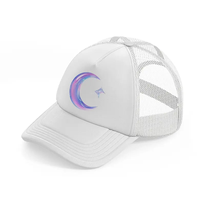 crescent moon with star white trucker hat