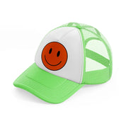 happy face red lime green trucker hat